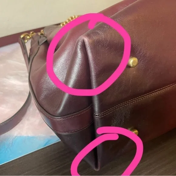 Coach 48 Merlot Empire has seen some world! Too big of a bag for me! - Picture 9 of 10